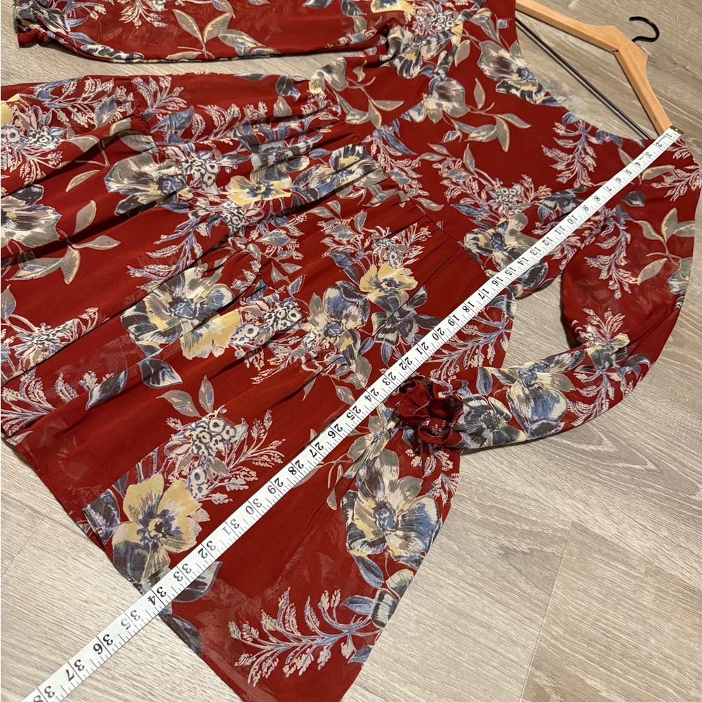 Soieblu Red Bishop Sleeve Sundress- Size M - Picture 6 of 13